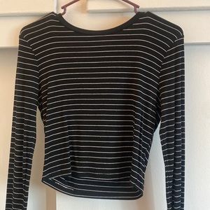 F21 Striped Long Sleeve Crop Top